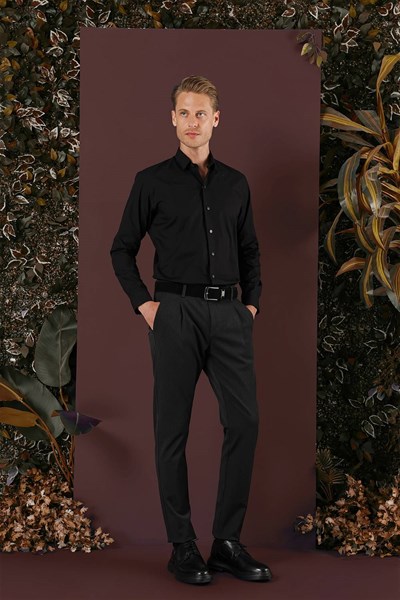 Slim Fit Beli Lastikli Pileli Esnek Yünlü Antrasit Pantolon P 1131