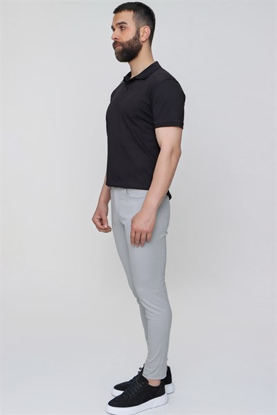 Slim Fit Beş Cep Esnek Pamuklu Gri Kanvas Pantolon P 1087