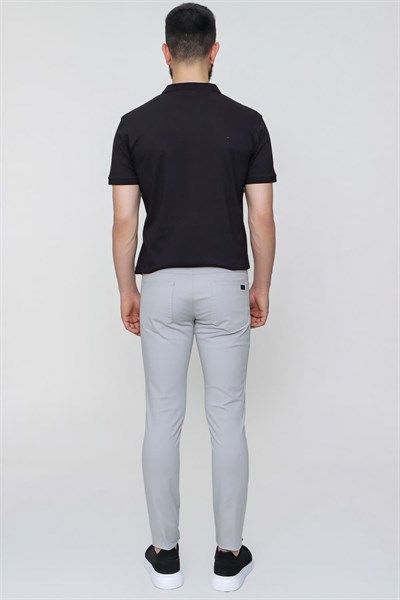 Slim Fit Beş Cep Esnek Pamuklu Gri Kanvas Pantolon P 1087
