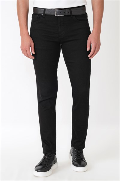 Slim Fit Beş Cep Likralı Düz Siyah Jean Kot Pantolon Denim 136