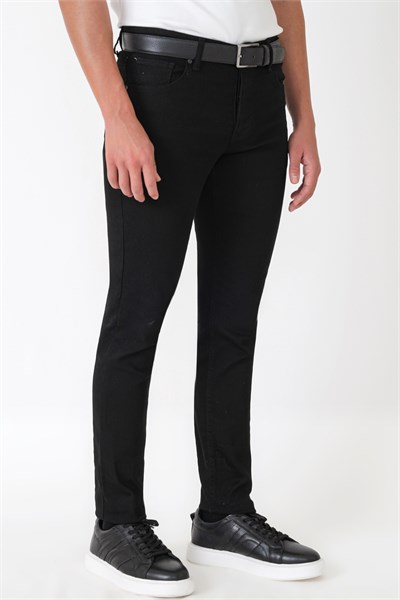 Slim Fit Beş Cep Likralı Düz Siyah Jean Kot Pantolon Denim 136
