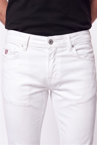 Slim Fit Beyaz Jean Kot Pantolon   PNT 098  