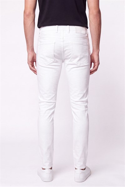 Slim Fit Beyaz Jean Kot Pantolon   PNT 098  