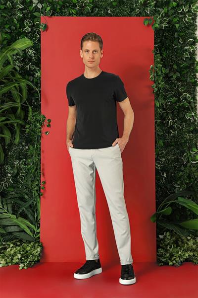 Slim Fit Bisiklet Yaka %100 Pamuk Siyah Tişört Ts 878