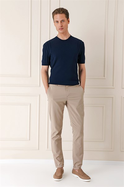 Slim Fit Bisiklet Yaka Kısa Kol Lacivert Triko Tr 869
