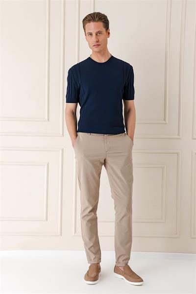 Slim Fit Bisiklet Yaka Kısa Kol Lacivert Triko Tr 869