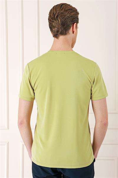Slim Fit Bisiklet Yaka Pamuklu Kivi Tişört Ts 880