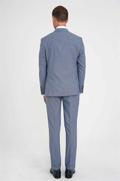 Slim Fit Çift Yırtmaç Esnek Yelekli Klasik Havacı Mavi Takım Elbise Tk 916