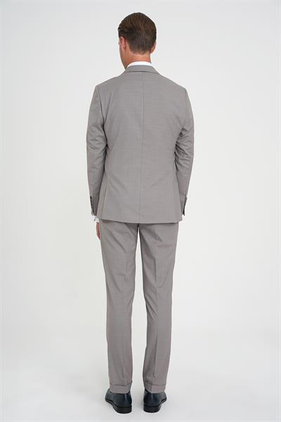 Slim Fit Çift Yırtmaç Esnek Yelekli Klasik Bej Takım Elbise Tk 916