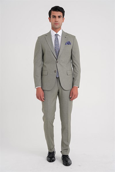 Slim Fit Çift Yırtmaç Esnek Yün Nefti Takım Elbise Tk 918
