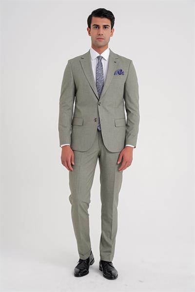 Slim Fit Çift Yırtmaç Esnek Yün Nefti Takım Elbise Tk 918