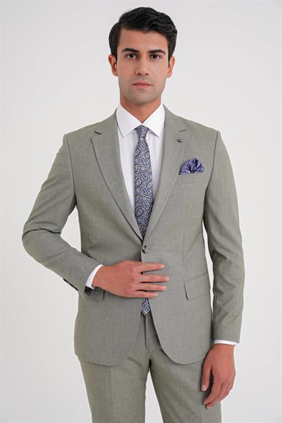 Slim Fit Çift Yırtmaç Esnek Yün Nefti Takım Elbise Tk 918