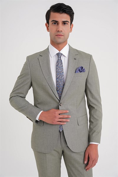 Slim Fit Çift Yırtmaç Esnek Yün Nefti Takım Elbise Tk 918