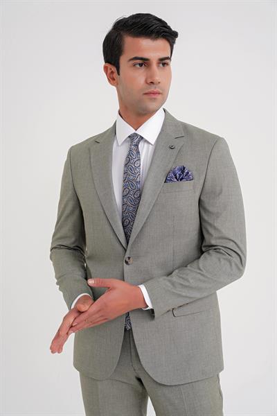 Slim Fit Çift Yırtmaç Esnek Yün Nefti Takım Elbise Tk 918