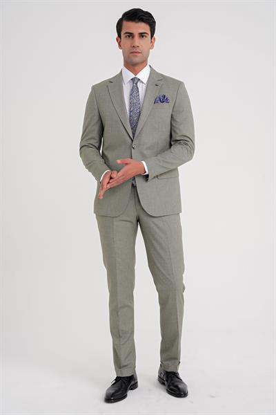 Slim Fit Çift Yırtmaç Esnek Yün Nefti Takım Elbise Tk 918