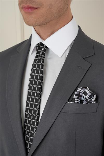 Slim Fit Çift Yırtmaç Mono Yaka Klasik Füme Takım Elbise Tk 912