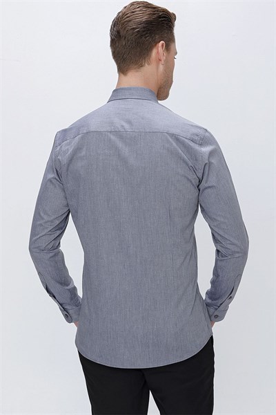 Slim Fit Doku Desenli %100 Pamuk Füme Gömlek GK 675
