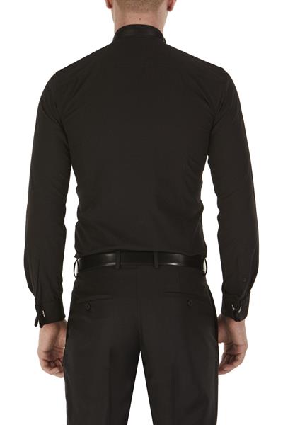 Slim Fit Duble Manşet Ata Yaka Siyah Damatlık Smokin Gömlek Gk 148