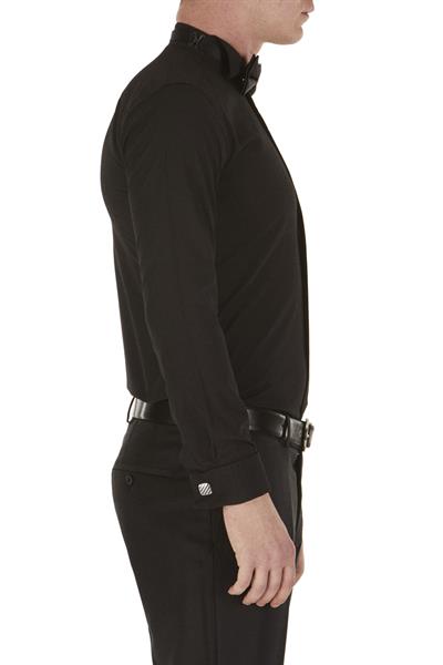 Slim Fit Duble Manşet Ata Yaka Siyah Damatlık Smokin Gömlek Gk 148