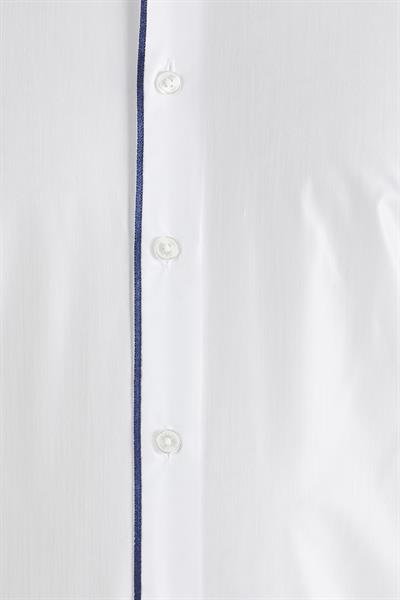 Slim Fit Duble Manşet Biyeli Beyaz Lacivert Damatlık Smokin Gömlek  Gk 182