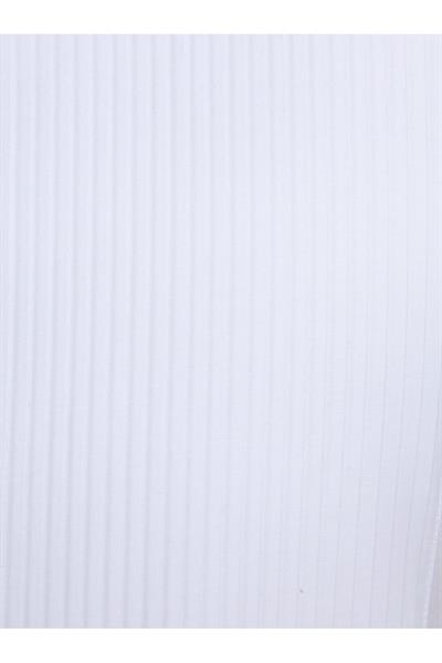 Slim Fit Duble Manşet Klasik Yaka Önü Piliseli Beyaz Damatlık Smokin Gömlek  Gk 512