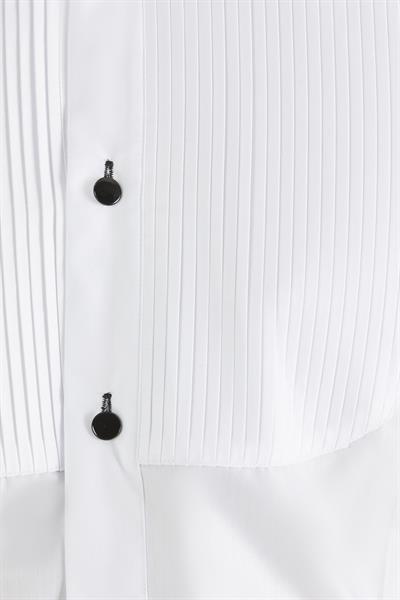 Slim Fit Duble Manşet Önü Piliseli Ata Yaka Beyaz Damatlık Smokin Gömlek  Gk 361