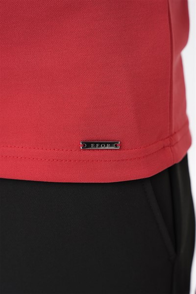 Slim Fit Düğmeli Pamuklu Mercan Polo Yaka Tişört Ts 879