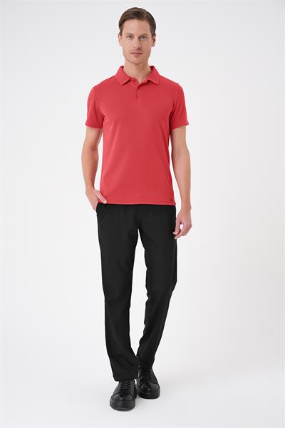 Slim Fit Düğmeli Pamuklu Mercan Polo Yaka Tişört Ts 879