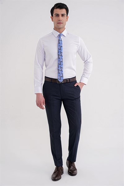 Slim Fit Erkek Yaka Pamuklu Düz Beyaz Gömlek GK 756