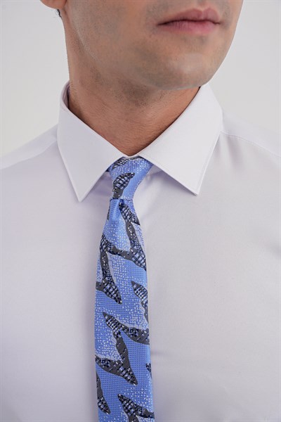 Slim Fit Erkek Yaka Pamuklu Düz Beyaz Gömlek GK 756