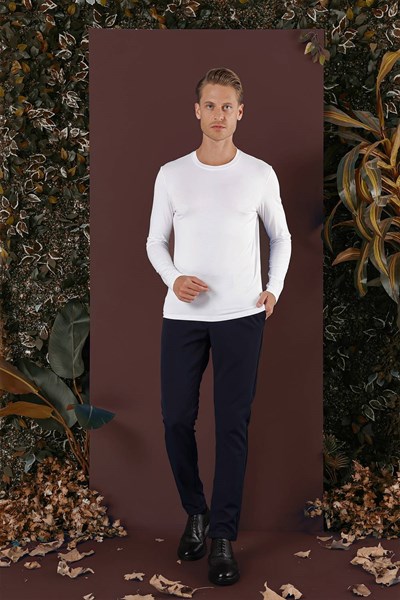 Slim Fit Esnek Pamuklu Duble Paça Lacivert Pantolon P 1135