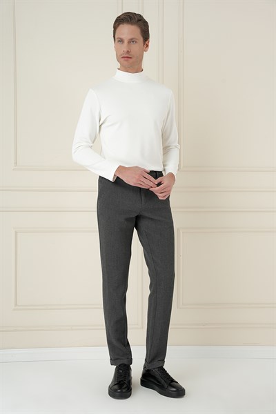 Slim Fit Esnek Pamuklu Gofre Kumaş Füme Pantolon P 1166