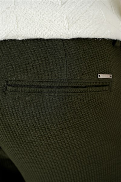 Slim Fit Esnek Pamuklu Gofre Kumaş Nefti Pantolon P 1166