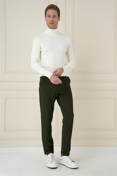 Slim Fit Esnek Pamuklu Gofre Kumaş Nefti Pantolon P 1166