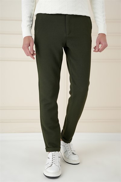 Slim Fit Esnek Pamuklu Gofre Kumaş Nefti Pantolon P 1166