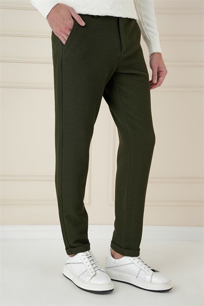 Slim Fit Esnek Pamuklu Gofre Kumaş Nefti Pantolon P 1166
