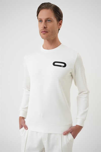 Slim Fit Esnek Pamuklu Uzun Kollu Beyaz Tişört TS 888