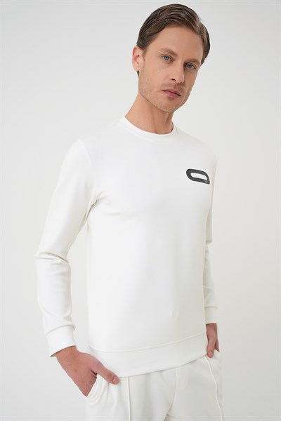 Slim Fit Esnek Pamuklu Uzun Kollu Beyaz Tişört TS 888