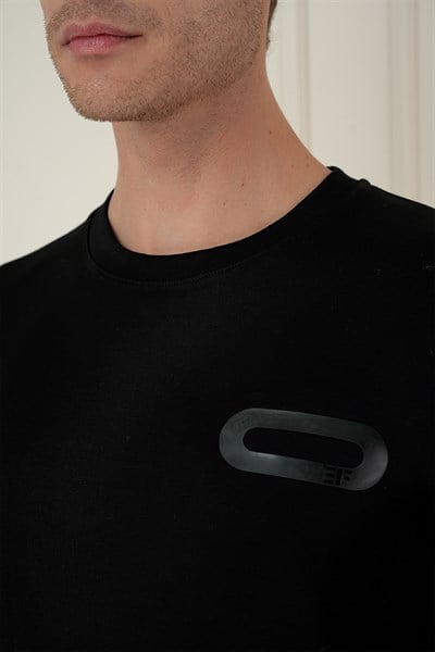 Slim Fit Esnek Pamuklu Uzun Kollu Siyah Tişört TS 888