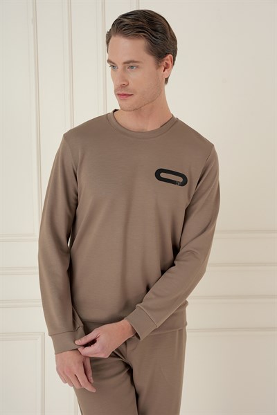 Slim Fit Esnek Pamuklu Uzun Kollu Vizon Tişört TS 888