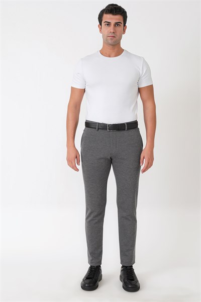 Slim Fit Esnek Pamuklu Yan Cepli Füme Pantolon P 1231