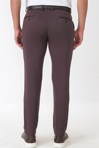 Slim Fit Esnek Pamuklu Yan Cepli Kahverengi Pantolon P 1231