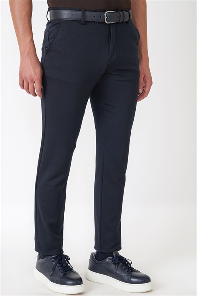Slim Fit Esnek Pamuklu Yan Cepli Lacivert Pantolon P 1231