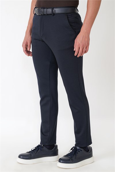 Slim Fit Esnek Pamuklu Yan Cepli Lacivert Pantolon P 1231