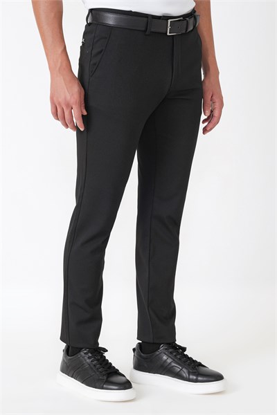 Slim Fit Esnek Pamuklu Yan Cepli Siyah Pantolon P 1231