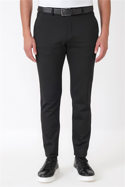 Slim Fit Esnek Pamuklu Yan Cepli Siyah Pantolon P 1231