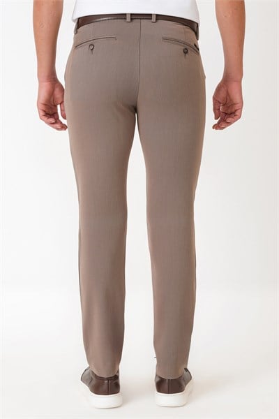 Slim Fit Esnek Pamuklu Yan Cepli Vizon Pantolon P 1226
