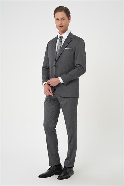Slim Fit Esnek Yelekli Klasik Füme Takım Elbise Tk 897