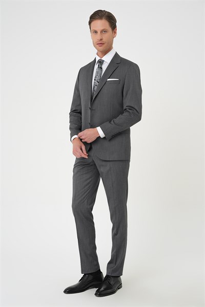 Slim Fit Esnek Yelekli Klasik Füme Takım Elbise Tk 897
