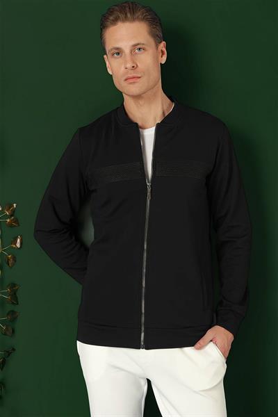 Slim Fit Hakim Yaka Önü Taş Baskılı Lacivert Mont MT 170